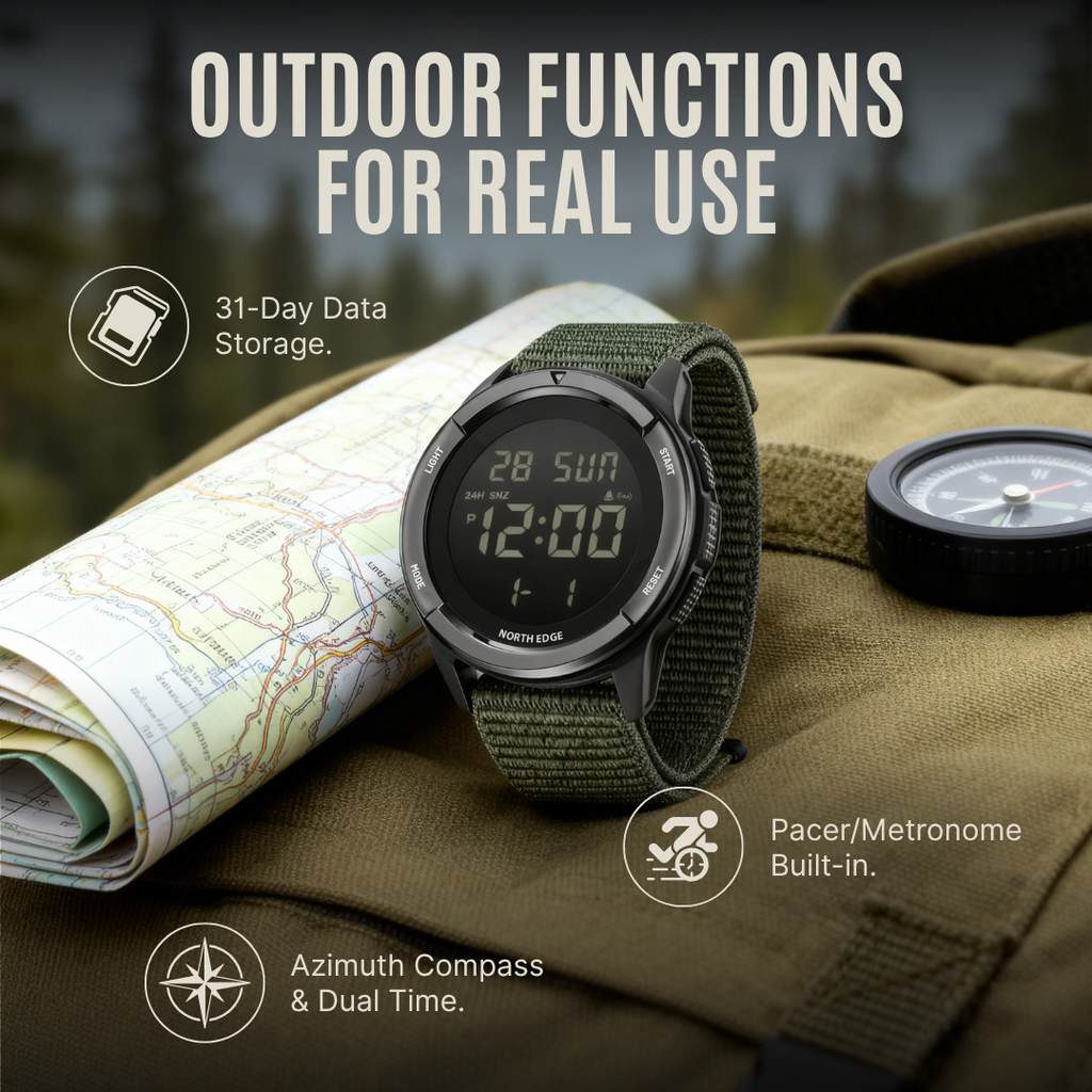 NorthEdge 45 — Digital Carbon Fiber Field Watch for Extreme Adventure