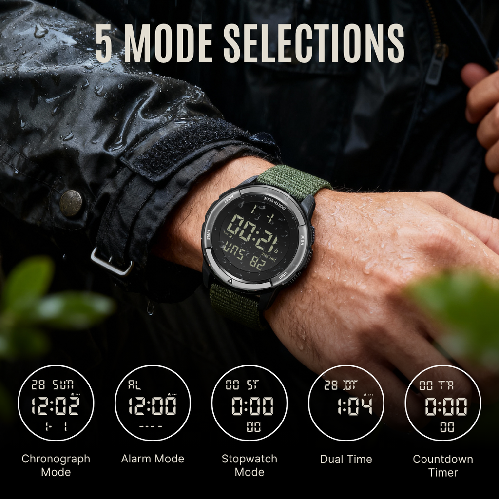 NorthEdge 45 — Digital Carbon Fiber Field Watch for Extreme Adventure