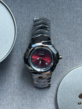 Oakley Blade Watch – Red dial Silver SHINY Stainless Steel, Swiss Movement, Collectible Men’s Watch