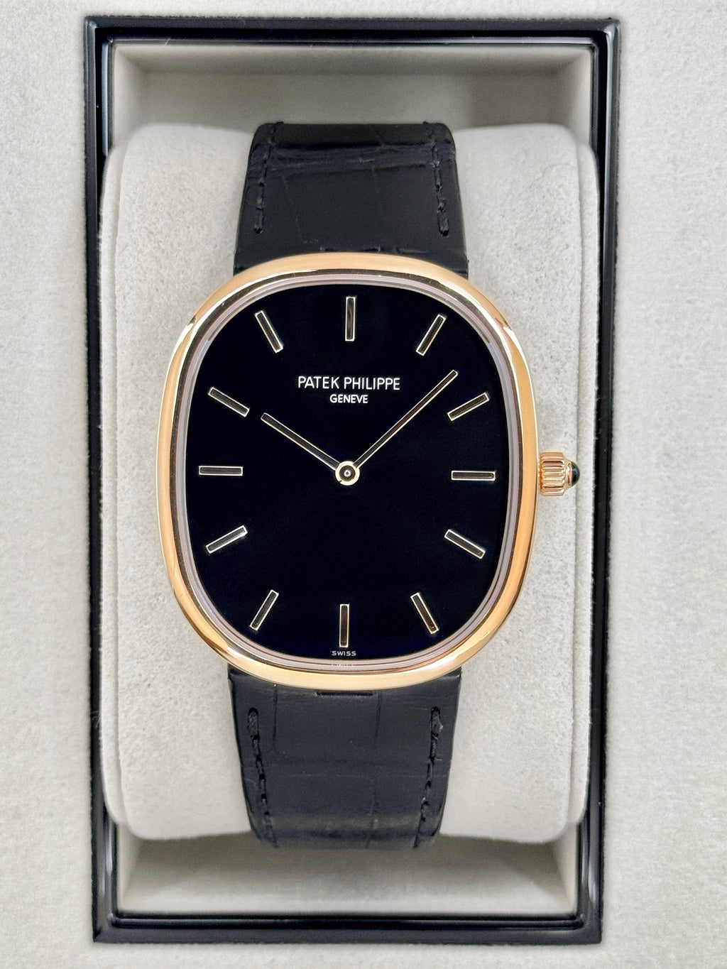 2025 Patek Philippe Golden Ellipse 34mm 5738R Rose Gold Black Dial