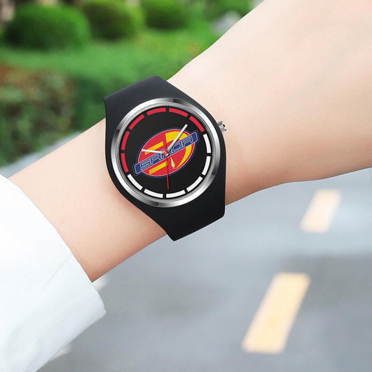 SANDA 6077 Simple Icon Round Dial Ladies Silicone Strap Quartz Watch