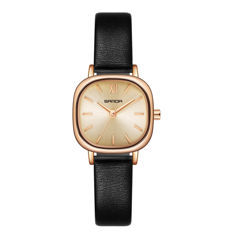 SANDA P1098 Simple Bar Scale Oval Dial Quartz Watch for Women