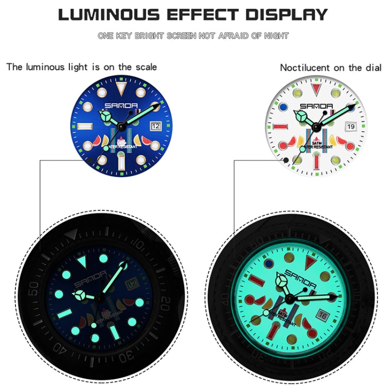 SANDA 6078 Fluorescent Calendar Dial Transparent Strap Quartz Watch for Women