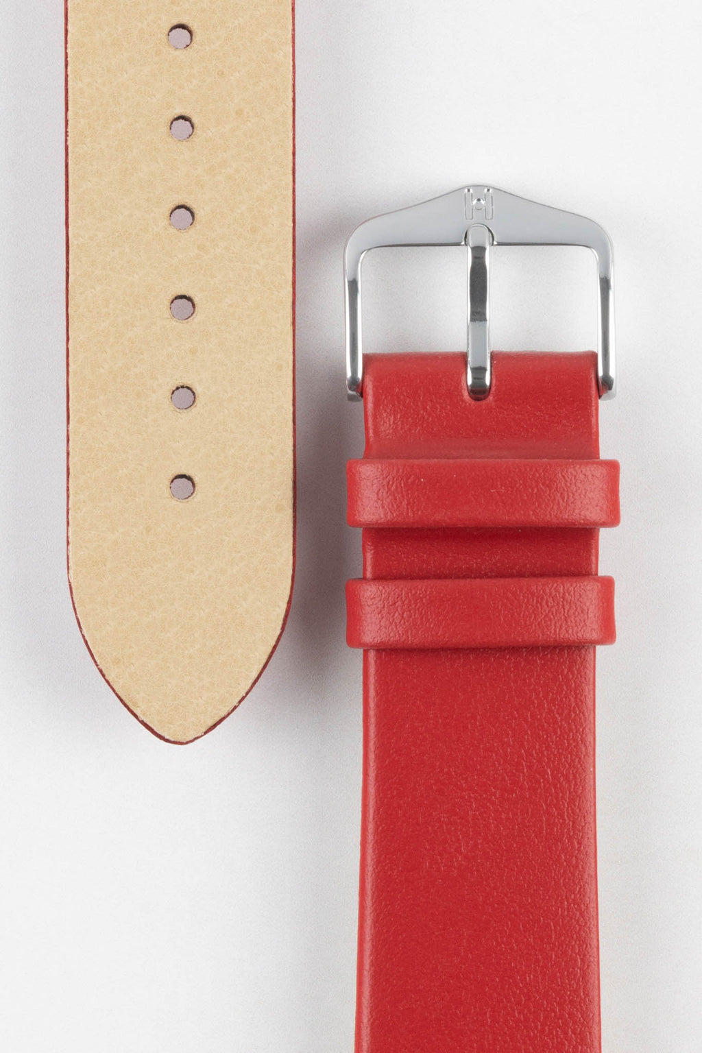 Hirsch TORONTO Quick-Release Fine-Grained Leather Watch Strap in RED