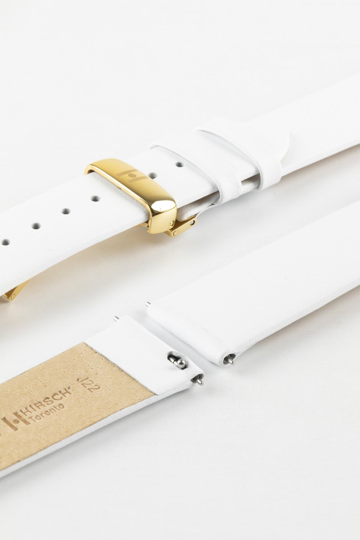 Hirsch TORONTO Quick-Release Fine-Grained Leather Watch Strap in WHITE