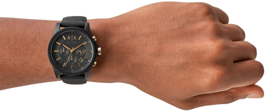 Armani Exchange Outerbanks AX7105 Men's Chronograph Watch – Black Dial with Black Stainless Steel Strap