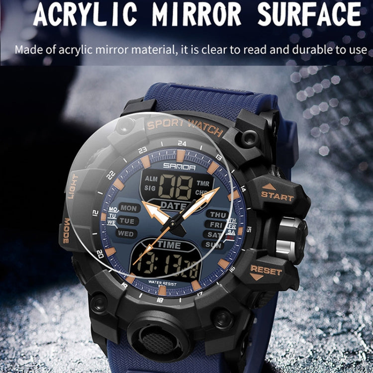 SANDA Green Light Alarm Clock Multifunctional Waterproof Shockproof Transparent Watch