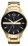 Armani Exchange Hampton AX2122 Men's Chronograph Watch – Black Dial with Gold Stainless Steel Strap