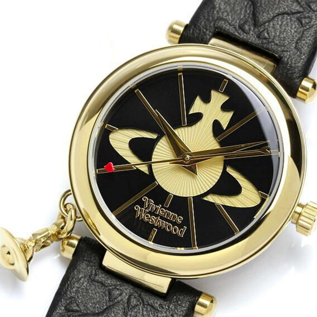 Vivienne Westwood Orb II 32mm Black Dial Leather Ladies Quartz Watch VV006BKGD