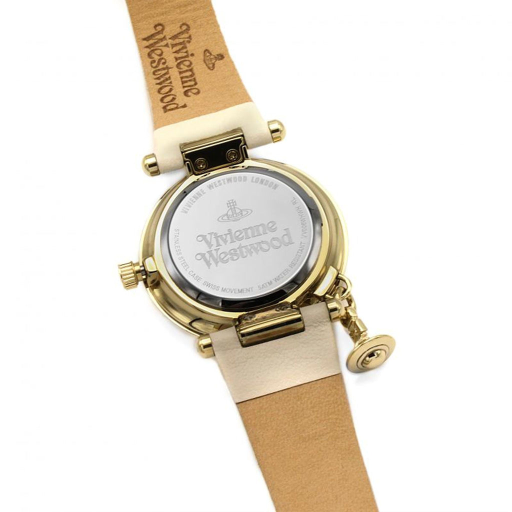 Vivienne Westwood Orb II 32mm Beige Dial Leather Ladies Quartz Watch VV006WHWH