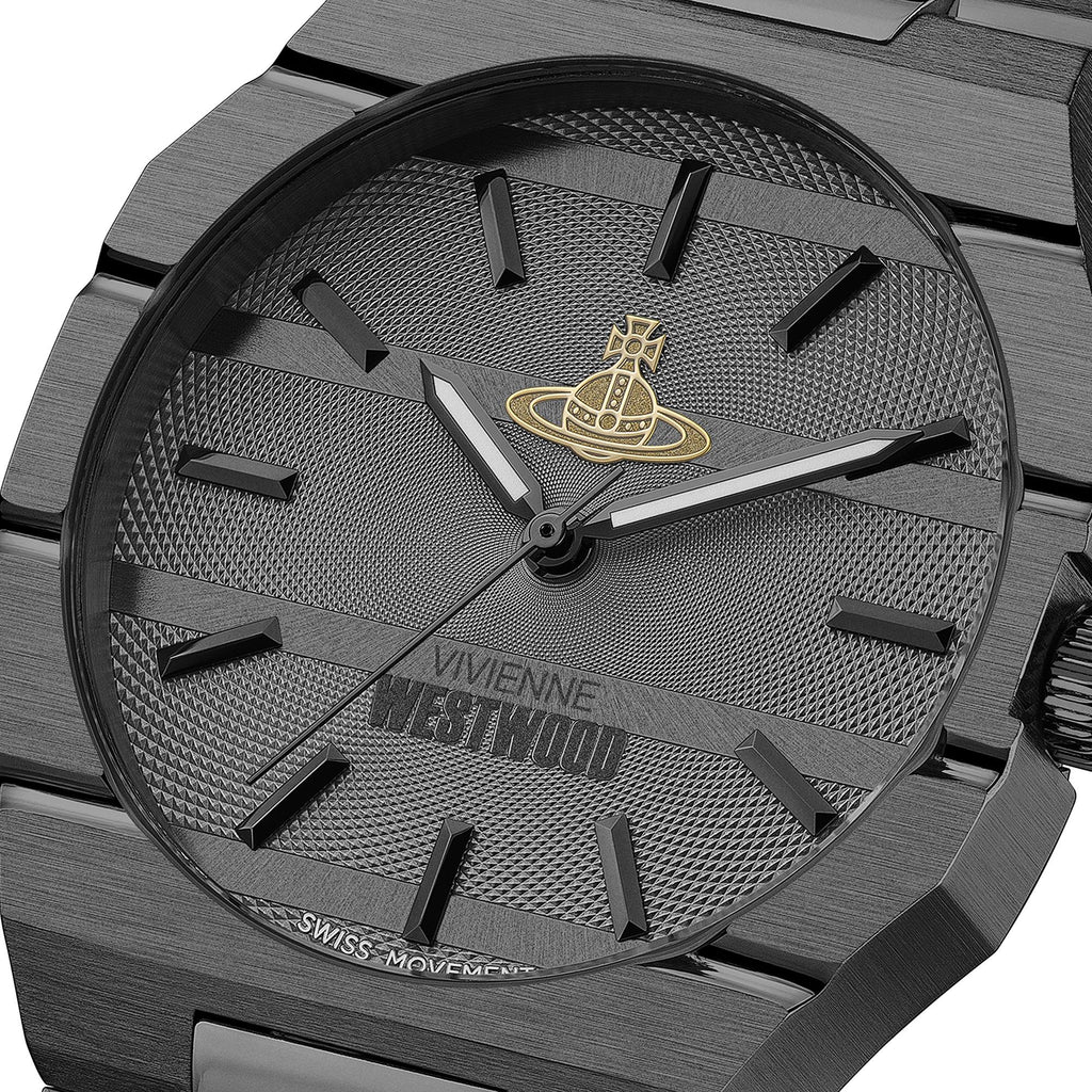 Vivienne Westwood The Bank 37mm Black Dial Steel Quartz Watch VV294GYGN